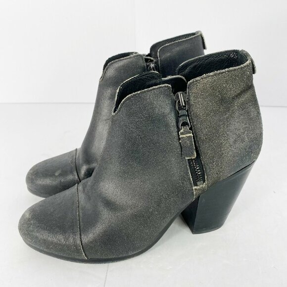 Rag & Bone Boots Womens Size 40 US 10 Margot Black Waxed Suede Ankle Booties - Picture 3 of 7